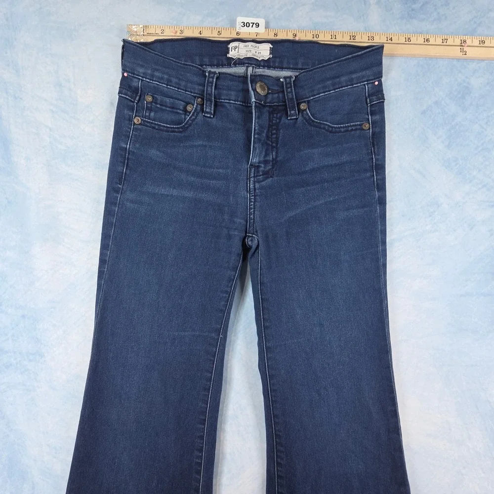 Free People Flare Jeans Dark Wash Indigo Denim Women Size 25 6185-16515125